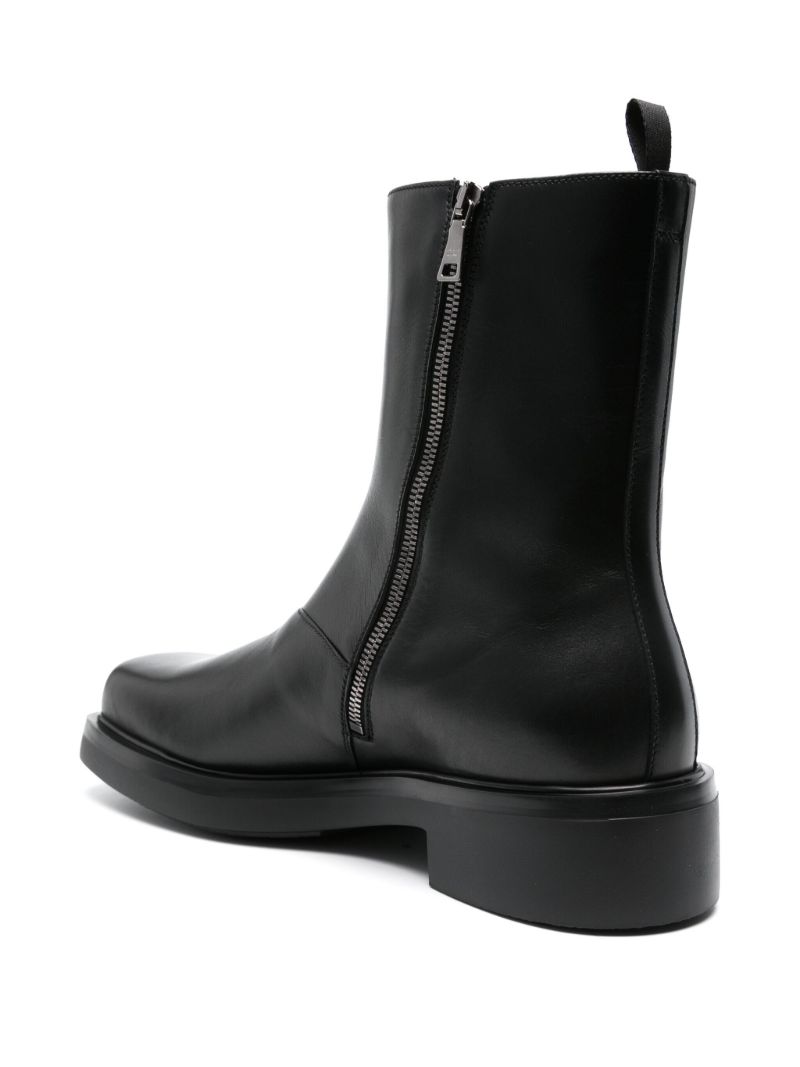 Black Logo-debossed Leather Boots