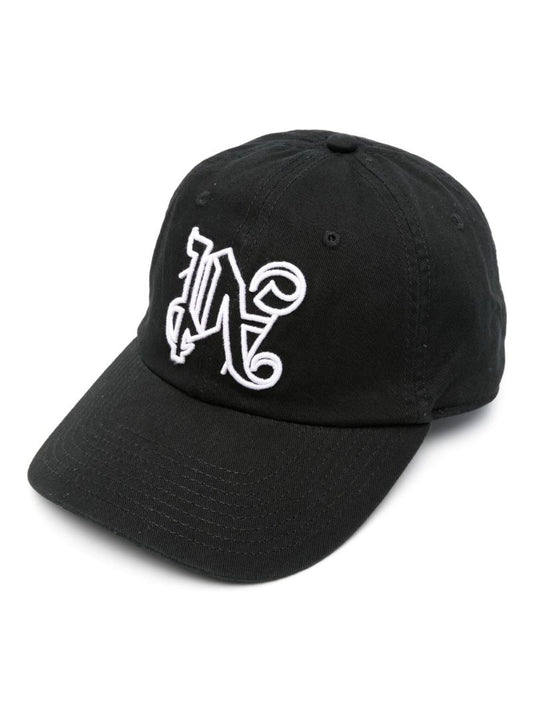 Black Monogram-embroidered Cotton Baseball Cap