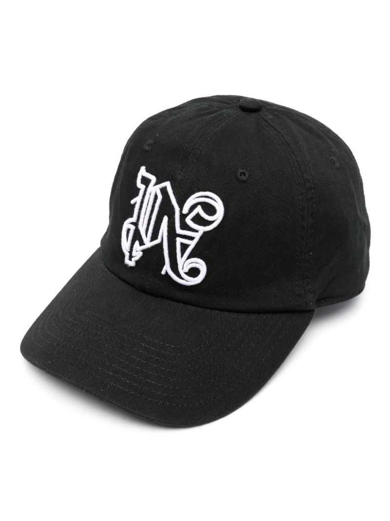 Black Monogram-embroidered Cotton Baseball Cap