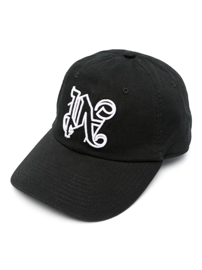 Black Monogram-embroidered Cotton Baseball Cap