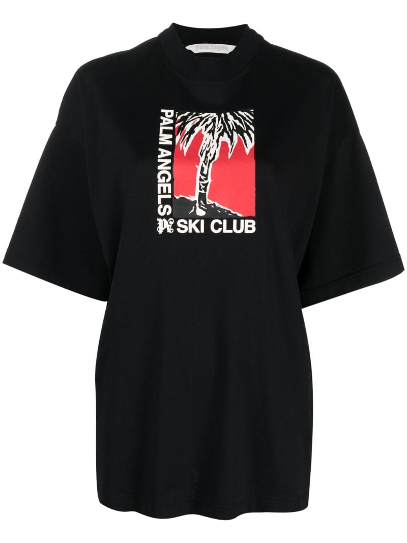 Black Ski Club-print Cotton T-shirt