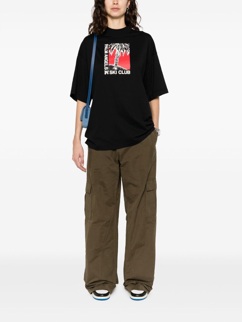 Black Ski Club-print Cotton T-shirt