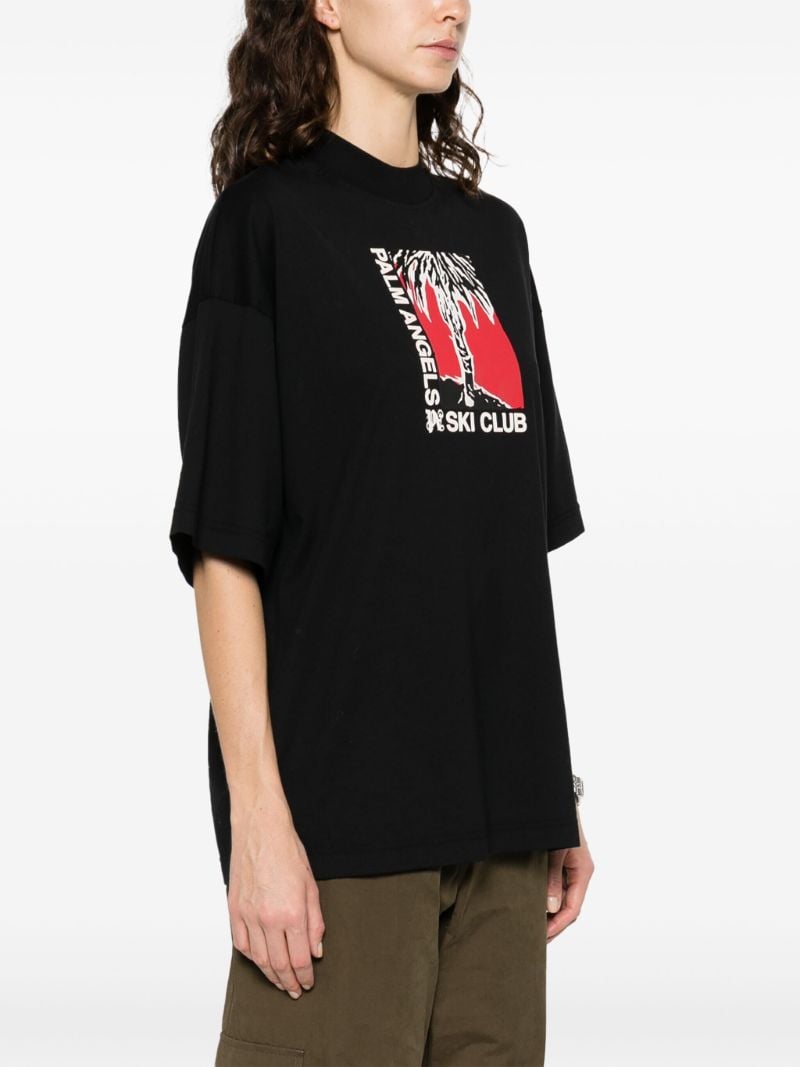 Black Ski Club-print Cotton T-shirt