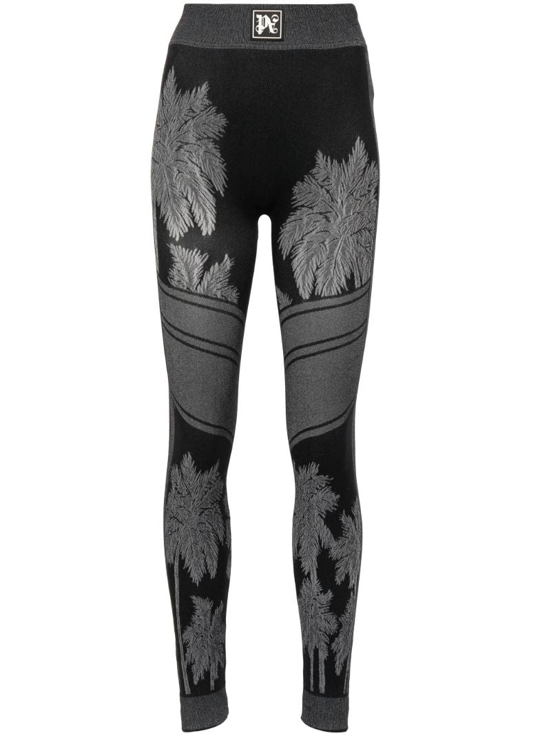 Black Palm Base Layer Ski Leggings