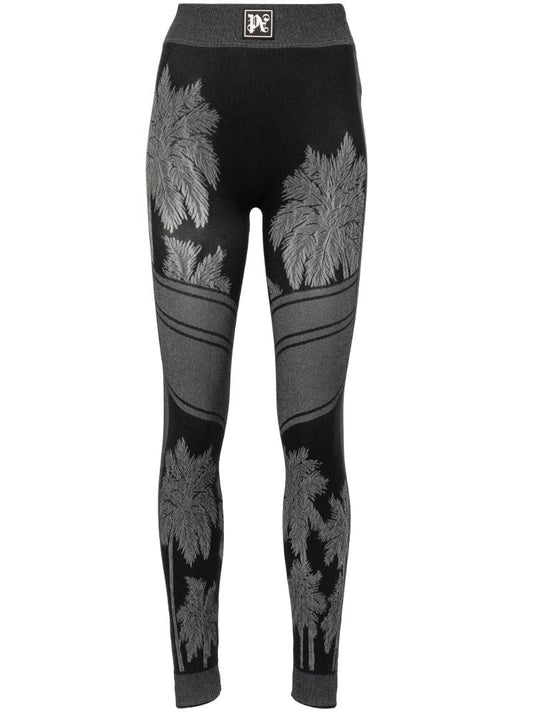 Black Palm Base Layer Ski Leggings