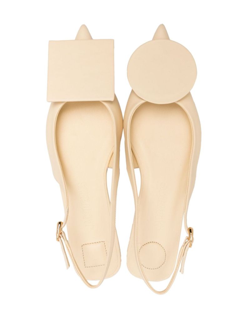 Neutral Les Slingbacks Duelo Leather Ballet Pumps