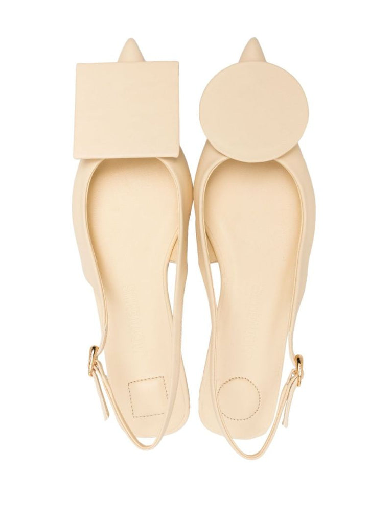 Neutral Les Slingbacks Duelo Leather Ballet Pumps