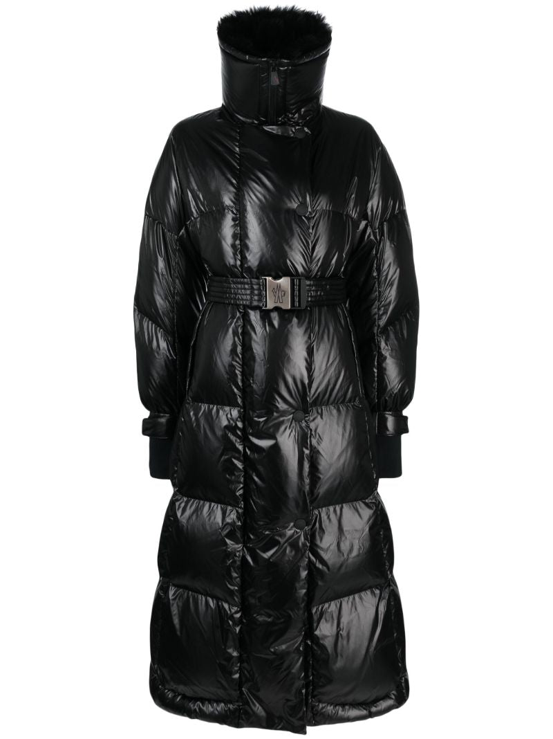Black Combovin Belted Puffer Coat