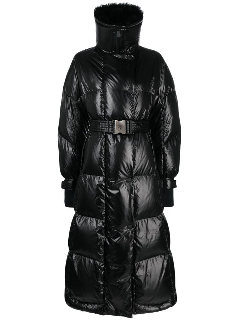 Black Combovin Belted Puffer Coat