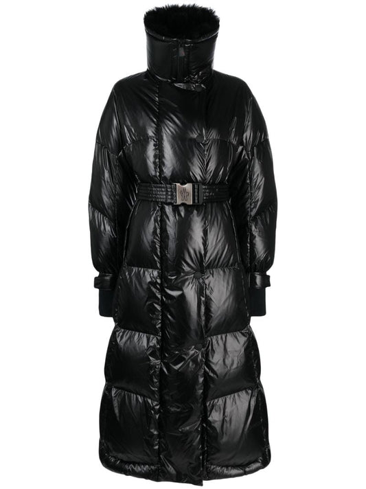 Black Combovin Belted Puffer Coat