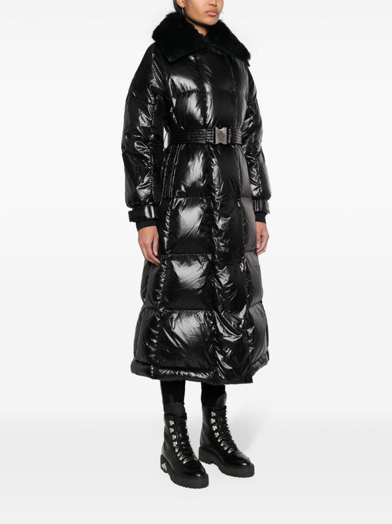 Black Combovin Belted Puffer Coat