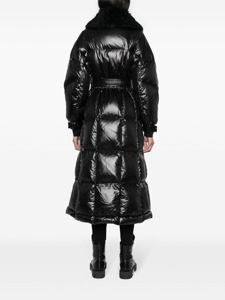 Black Combovin Belted Puffer Coat