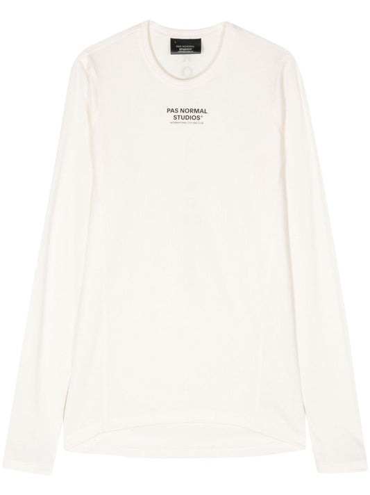 White Logo-print Round-neck Top