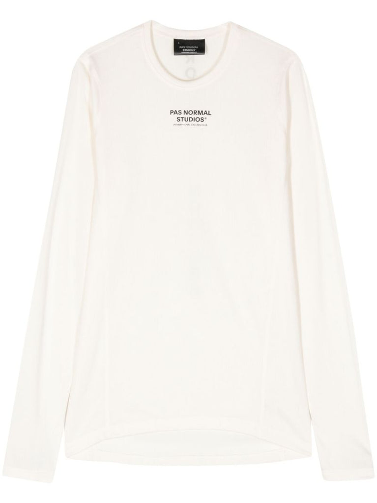 White Logo-print Round-neck Top