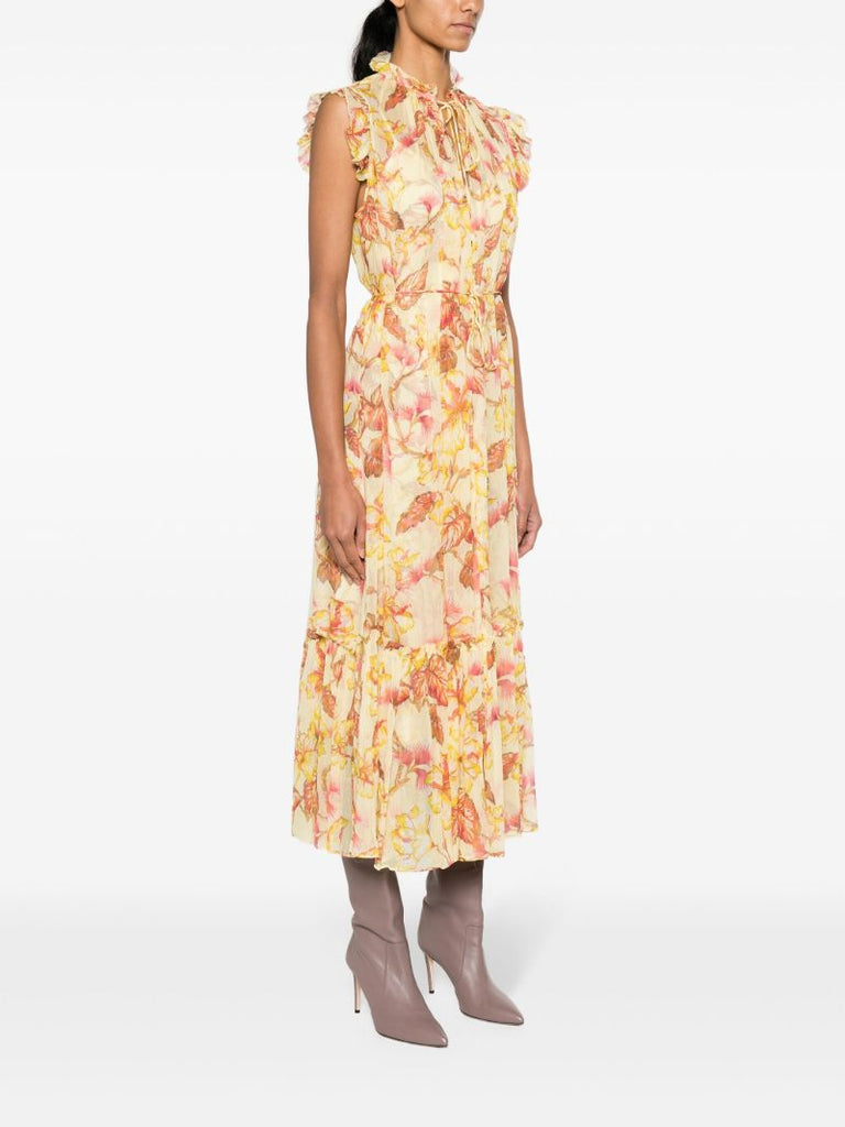 Yellow Matchmaker Georgette Midi Dress