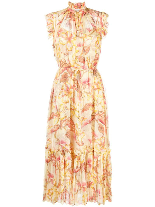 Yellow Matchmaker Georgette Midi Dress