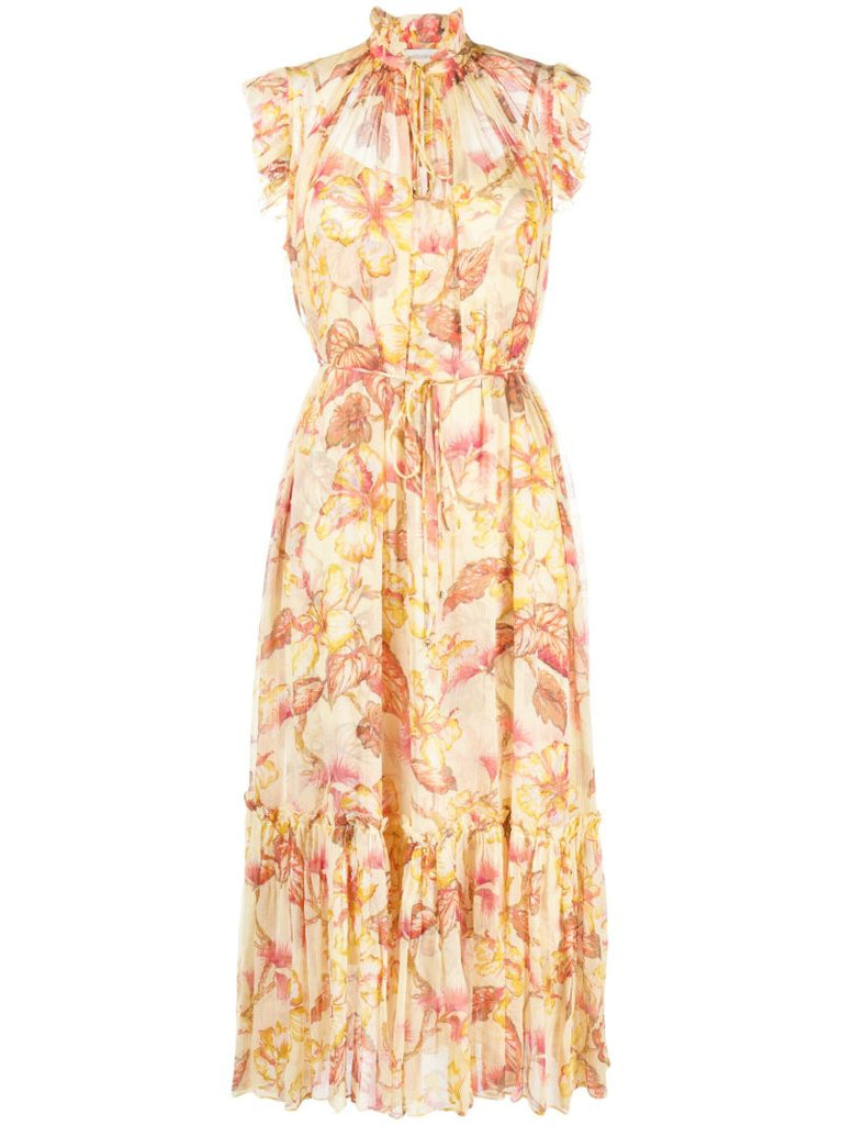 Yellow Matchmaker Georgette Midi Dress