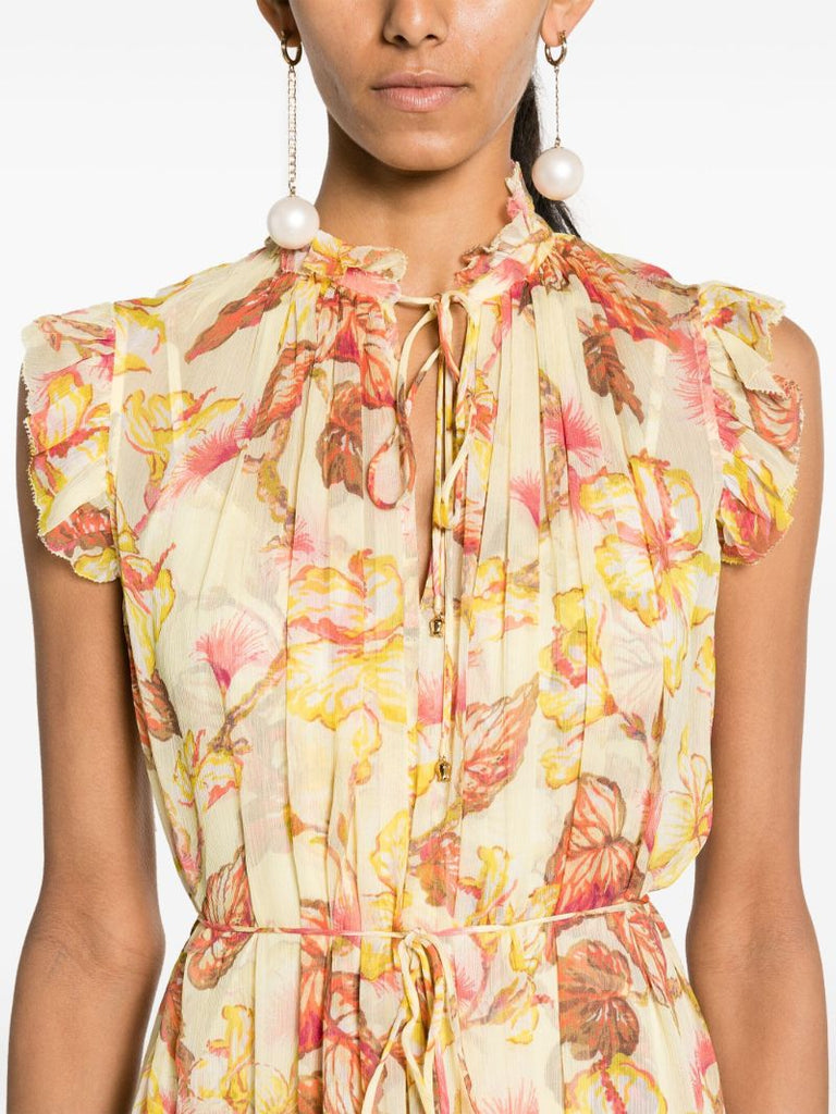 Yellow Matchmaker Georgette Midi Dress
