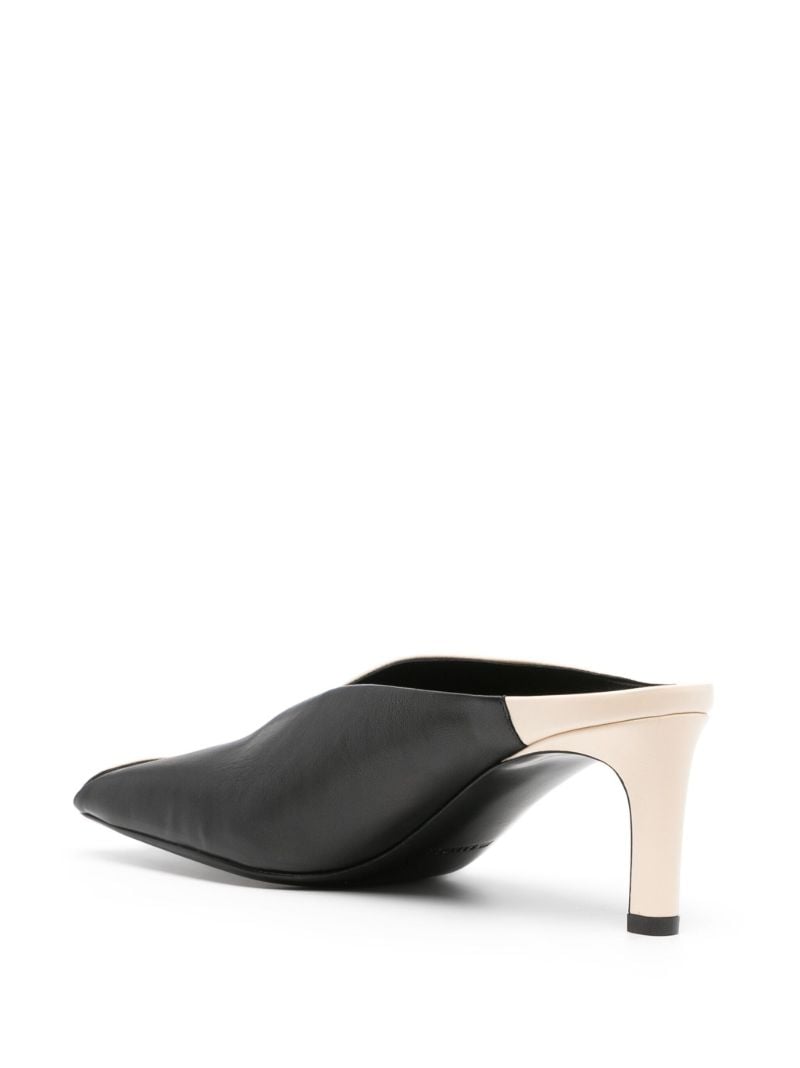 Neutral High-heeled Leather Mules