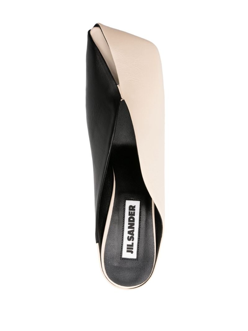 Neutral High-heeled Leather Mules