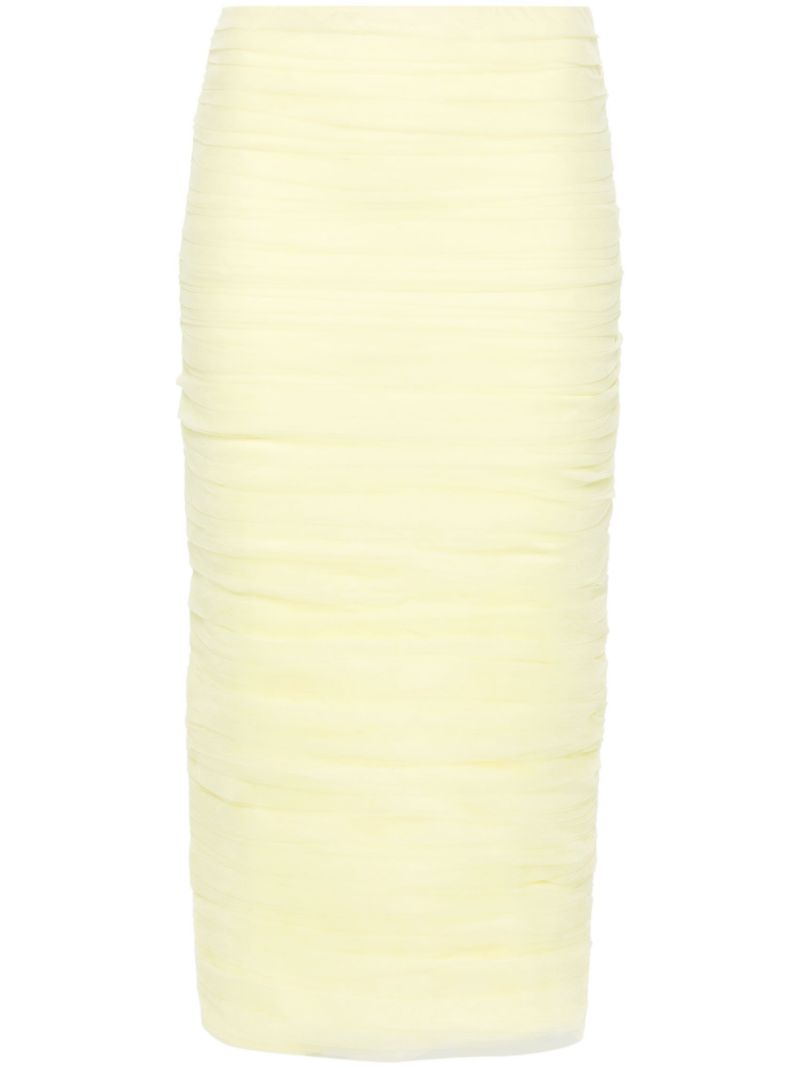 Yellow Draped Tulle Pencil Skirt