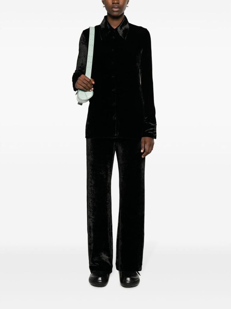 Black Long-sleeve Velvet Shirt