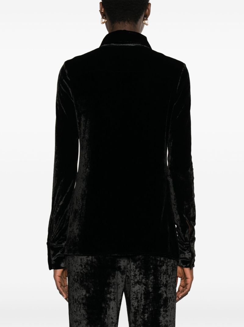 Black Long-sleeve Velvet Shirt