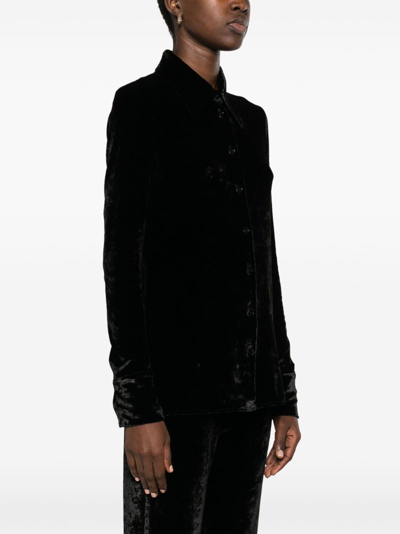 Black Long-sleeve Velvet Shirt