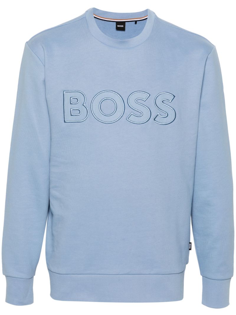 Blue Logo-embroidered Cotton Sweatshirt
