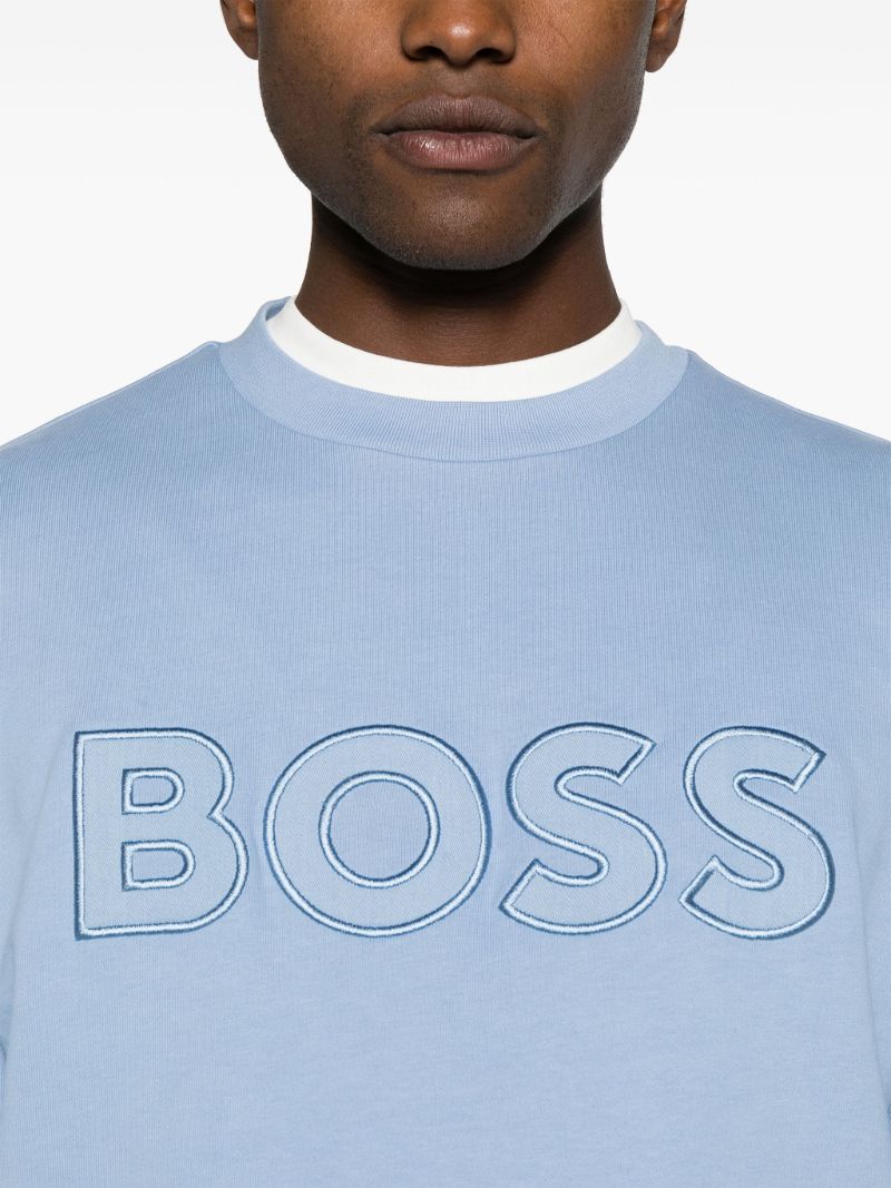 Blue Logo-embroidered Cotton Sweatshirt