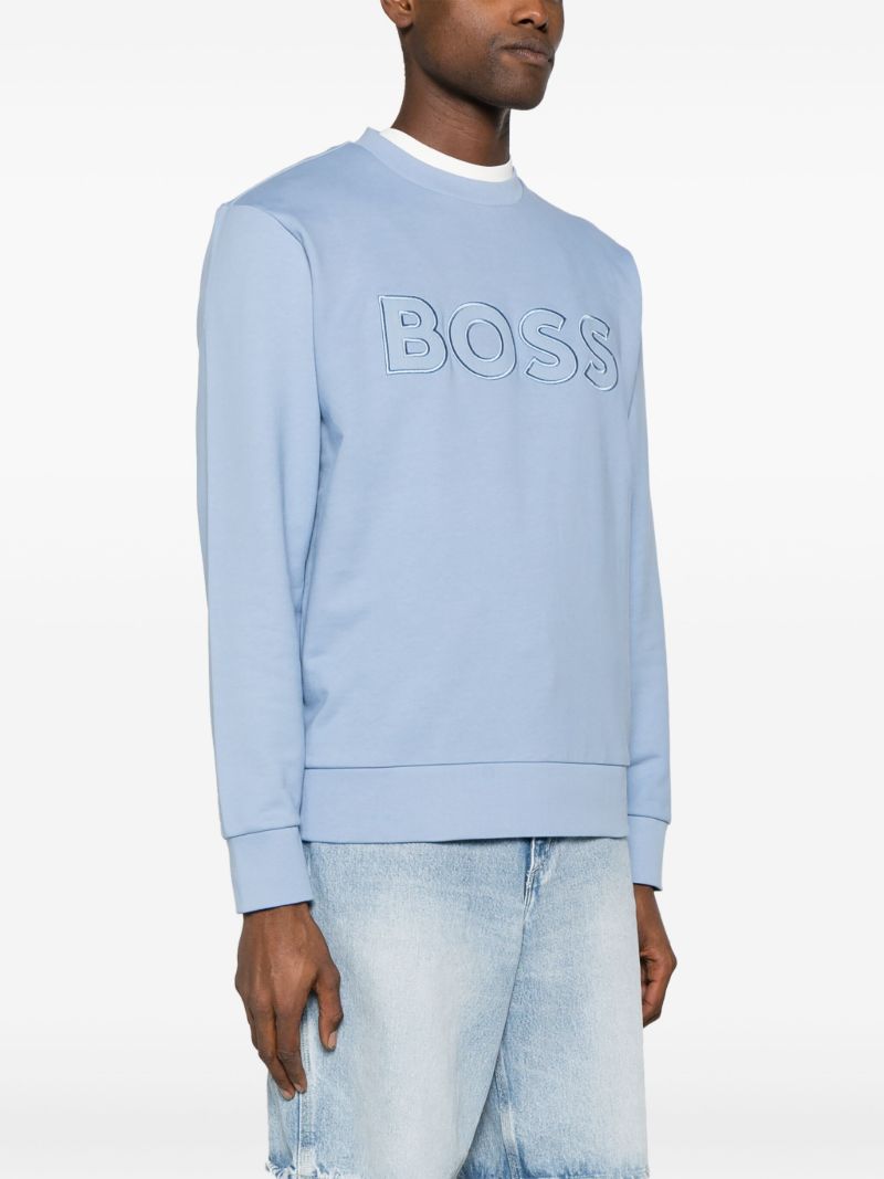 Blue Logo-embroidered Cotton Sweatshirt