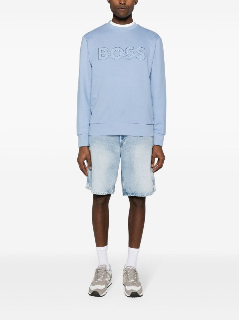 Blue Logo-embroidered Cotton Sweatshirt