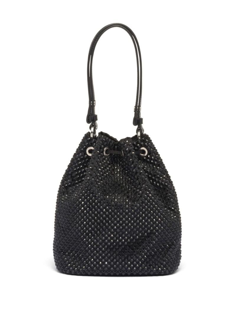 Black Mini Crystal-embellished Bucket Bag