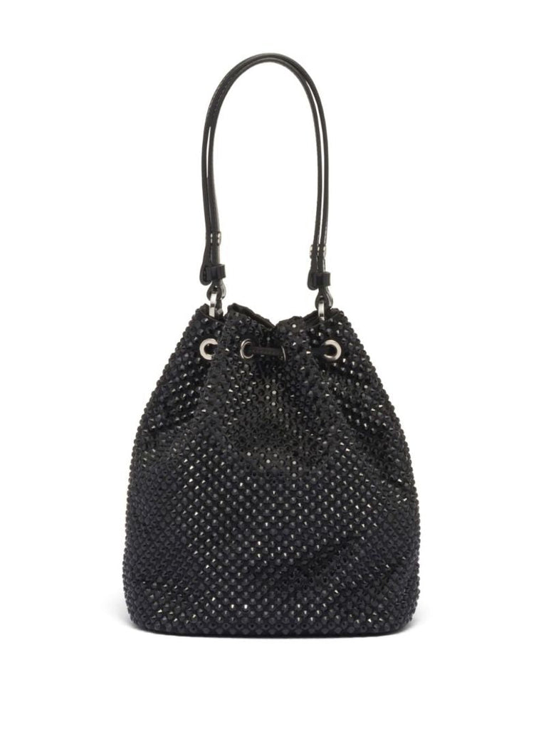 Black Mini Crystal-embellished Bucket Bag