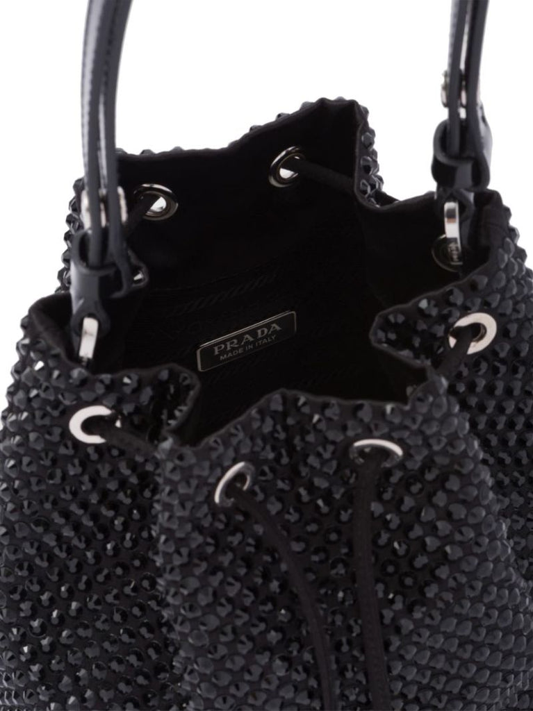 Black Mini Crystal-embellished Bucket Bag