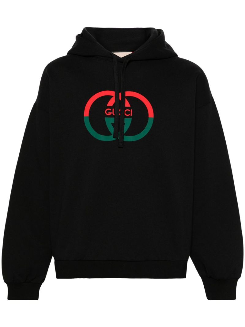 Black Interlocking G Cotton Hoodie