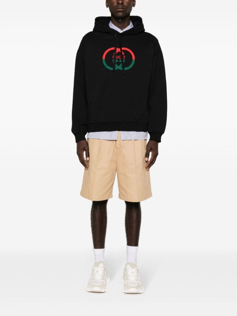 Black Interlocking G Cotton Hoodie