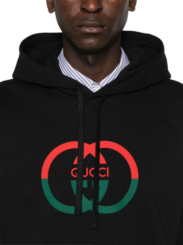 Black Interlocking G Cotton Hoodie