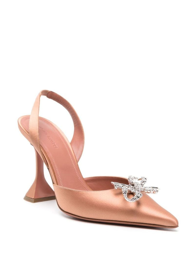 Brown Rosie 95 Crystal Slingback Pumps