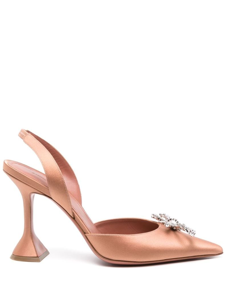 Brown Rosie 95 Crystal Slingback Pumps