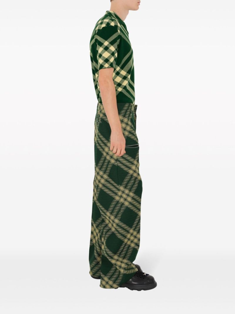Green Checked Wool Polo Shirt