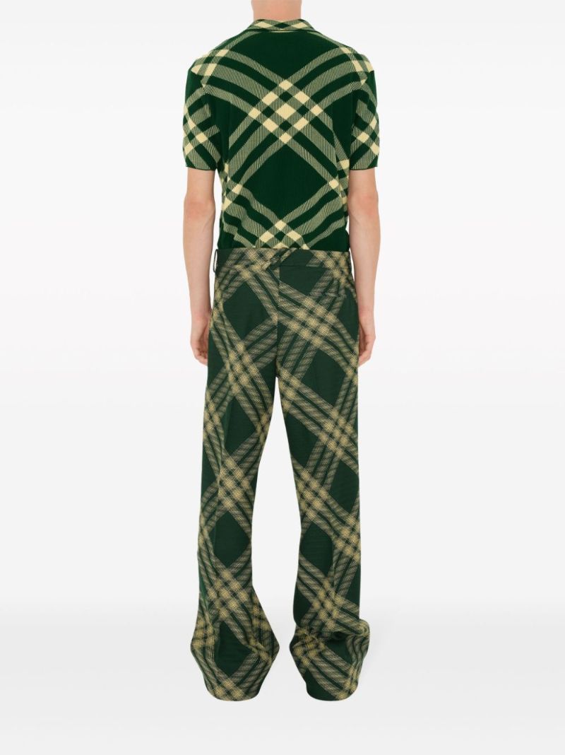 Green Checked Wool Polo Shirt