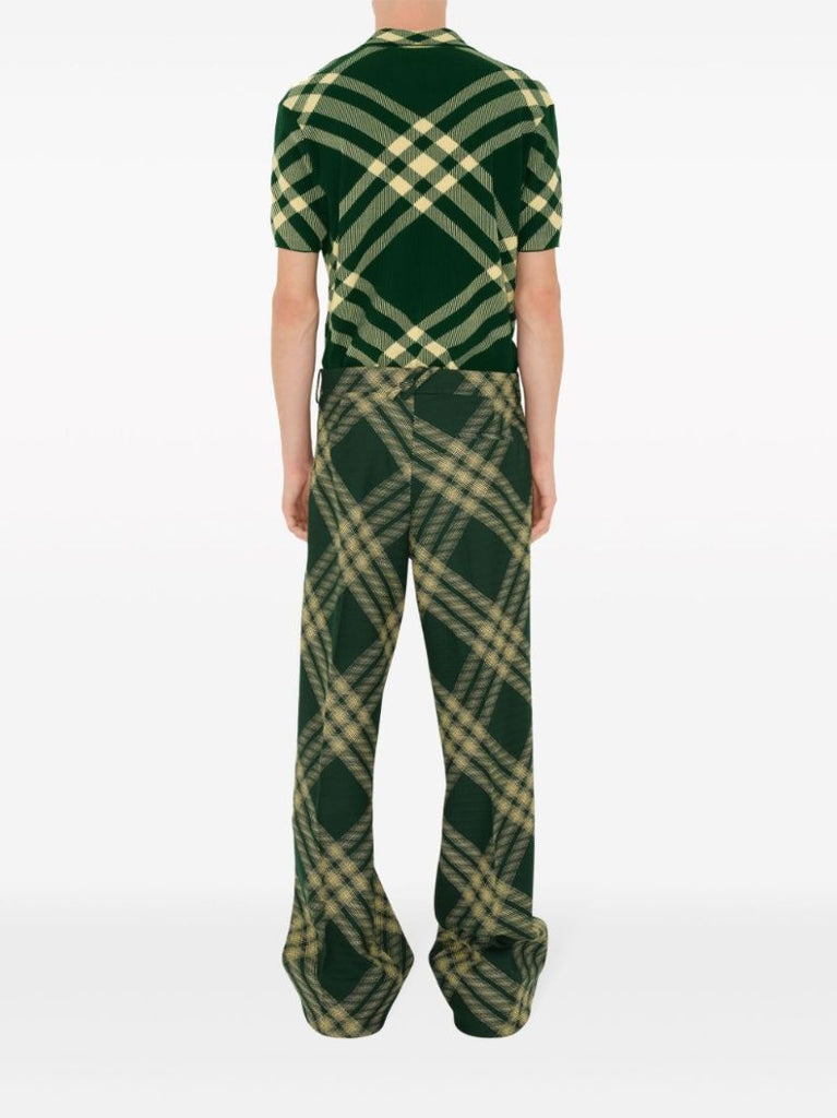 Green Checked Wool Polo Shirt