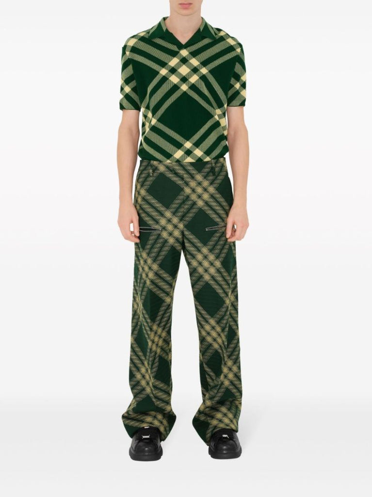 Green Checked Wool Polo Shirt