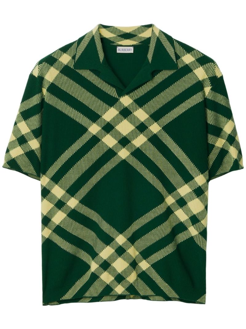 Green Checked Wool Polo Shirt