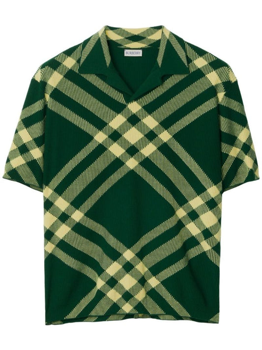 Green Checked Wool Polo Shirt