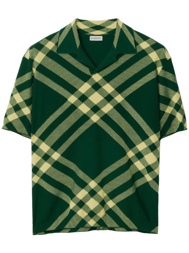 Green Checked Wool Polo Shirt