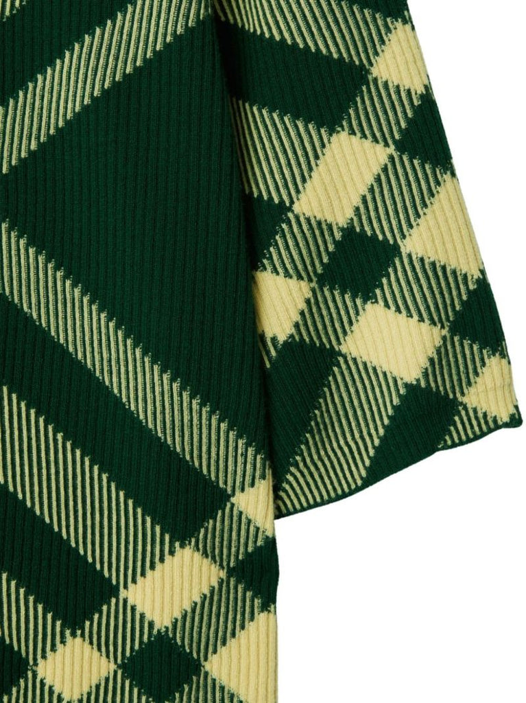 Green Checked Wool Polo Shirt