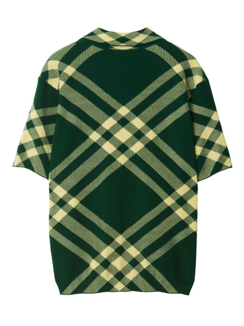 Green Checked Wool Polo Shirt