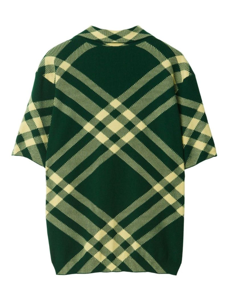 Green Checked Wool Polo Shirt